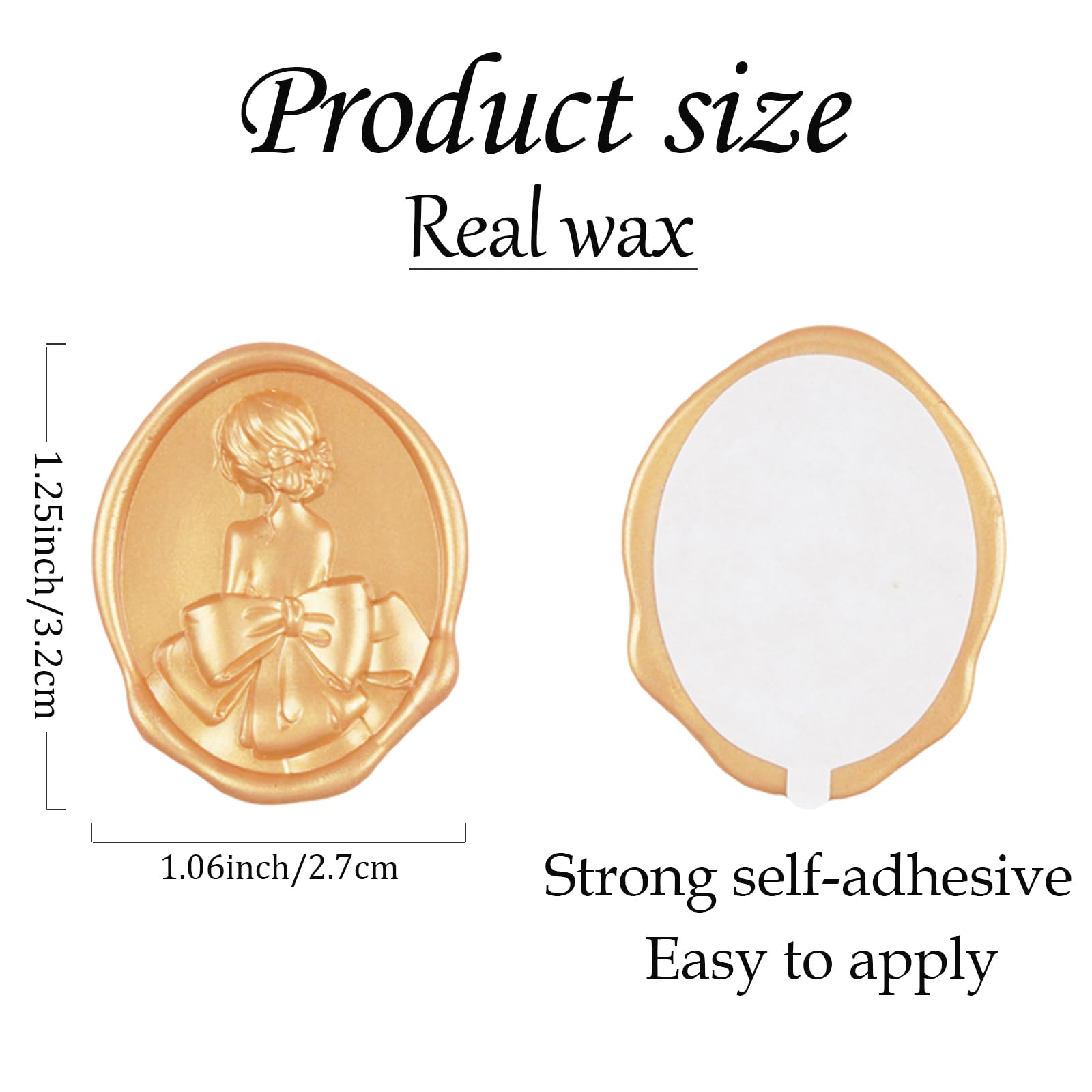 Xinxinran 50Pcs Wax Seal Stickers, Wedding Invitation Accessories Envelope Stickers - Self Adhesive Seals, Peferct for Invitation, Gift Box Craft Wrapping, Christmas Cards Decoration(Light Gold)