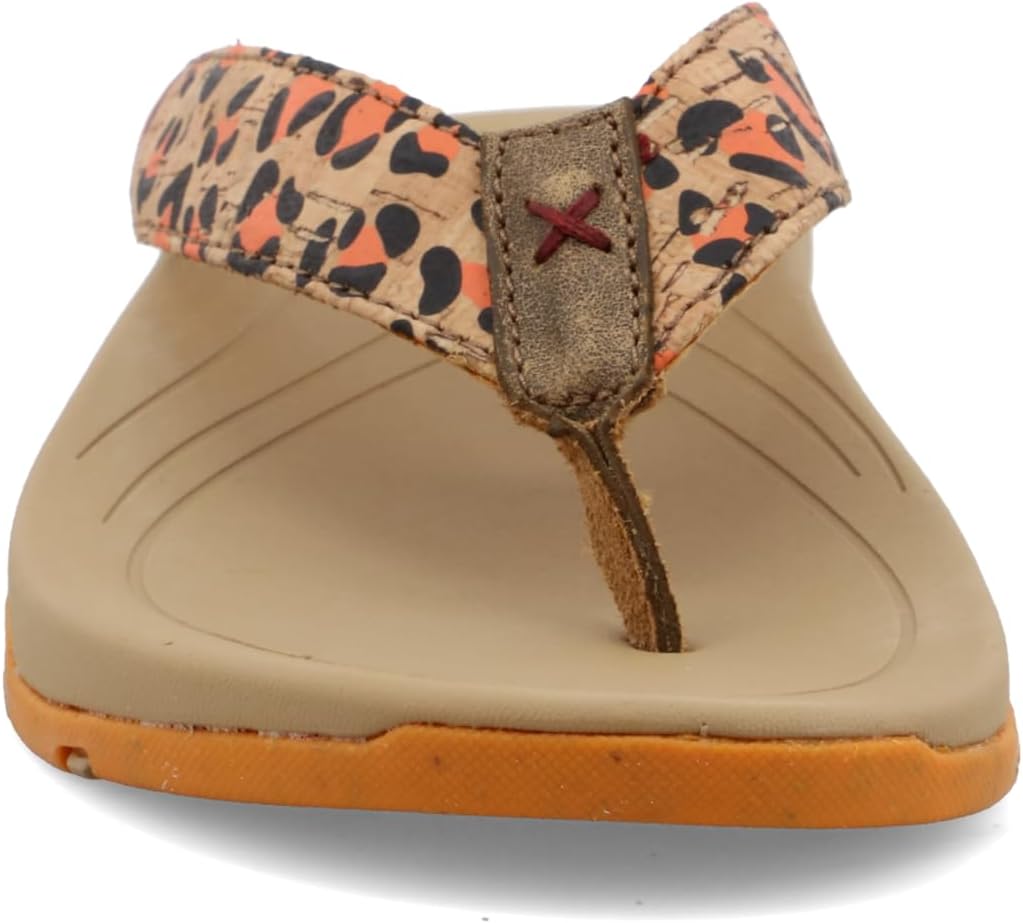 Twisted X Women's Sandal, Round Toe, Tan & Orange, 7 M