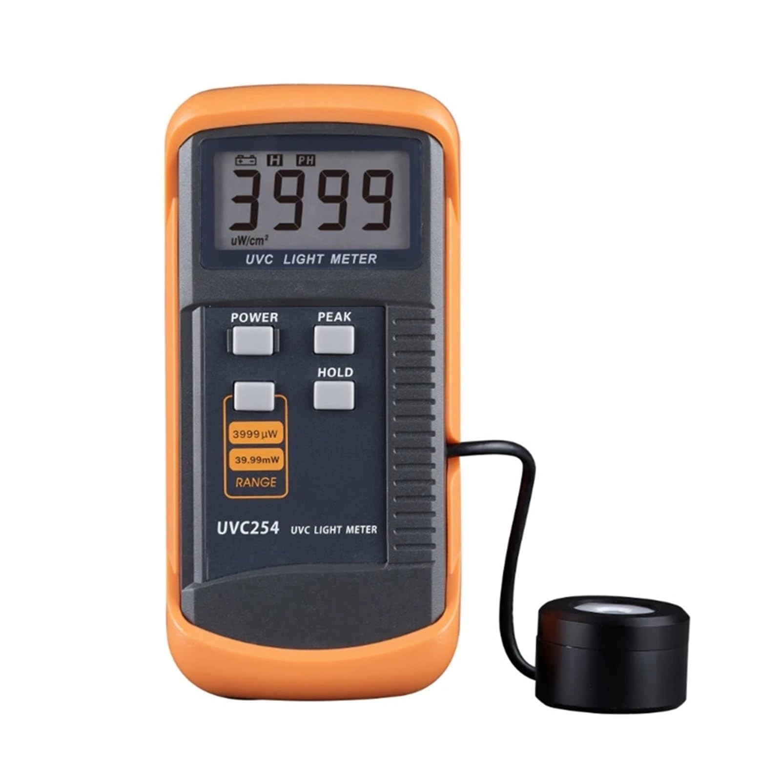 Medidor de luz 254 Detector intensidad radiación UV digital espectro banda estrecha 248 nm a 262 Resolución: 1 uW/cm2 para uso en campo