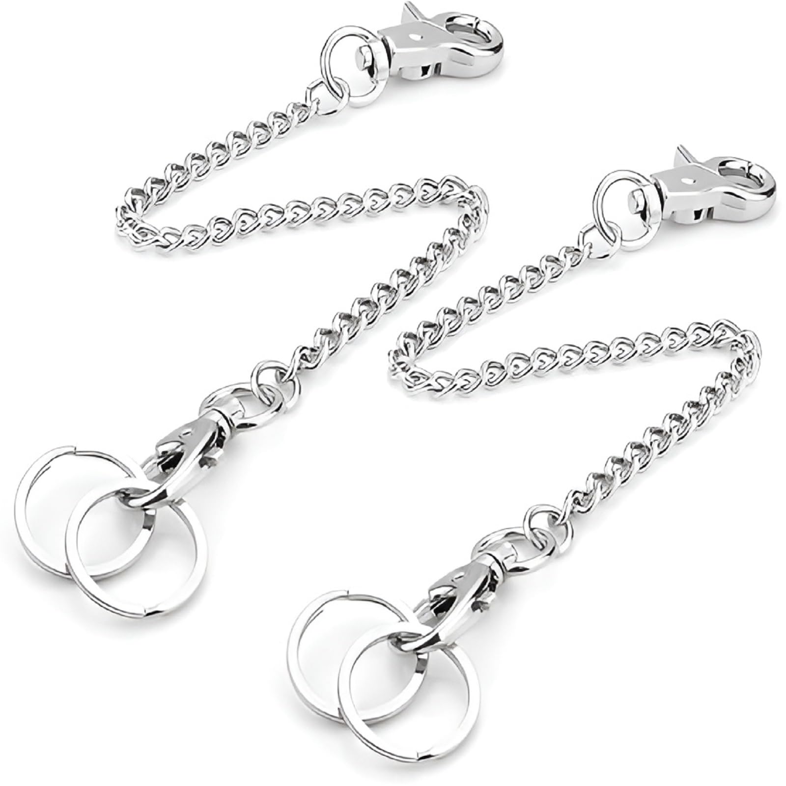 XMDROU 2 PCS Key Chain 60 CM Long Heavy Duty Key Ring with Lobster Clasp Mini Wallet Keychain Pocket Metal Pants Chain Jeans for Men and Women
