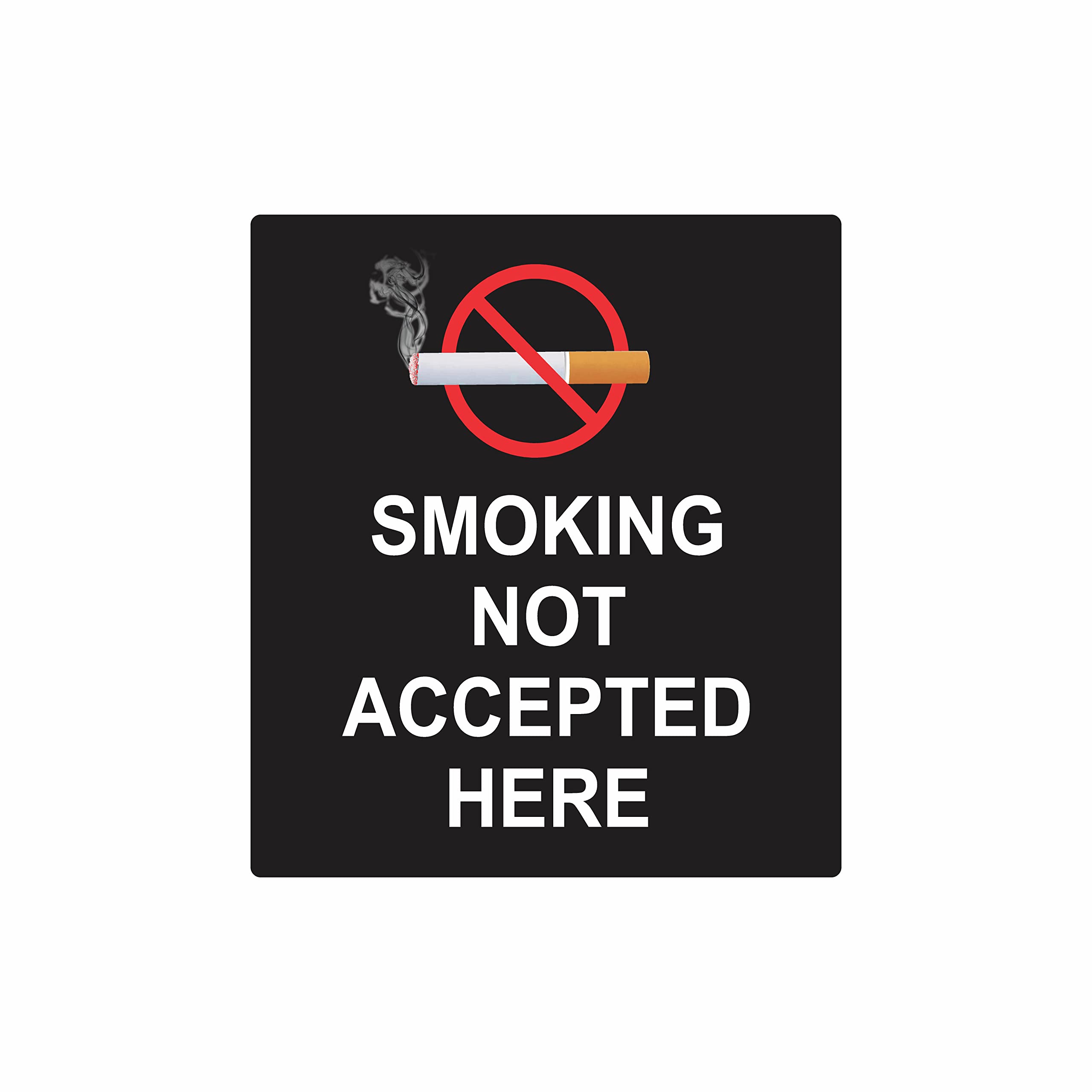 Anne Print Solutions® Smoking Not Accepted Here Sticker Self Adhesive Vinyl for No Smoking Zone Stickers Pack of 8 Pcs Size 4.15 Inch X 3.7 Inch* Multicolour