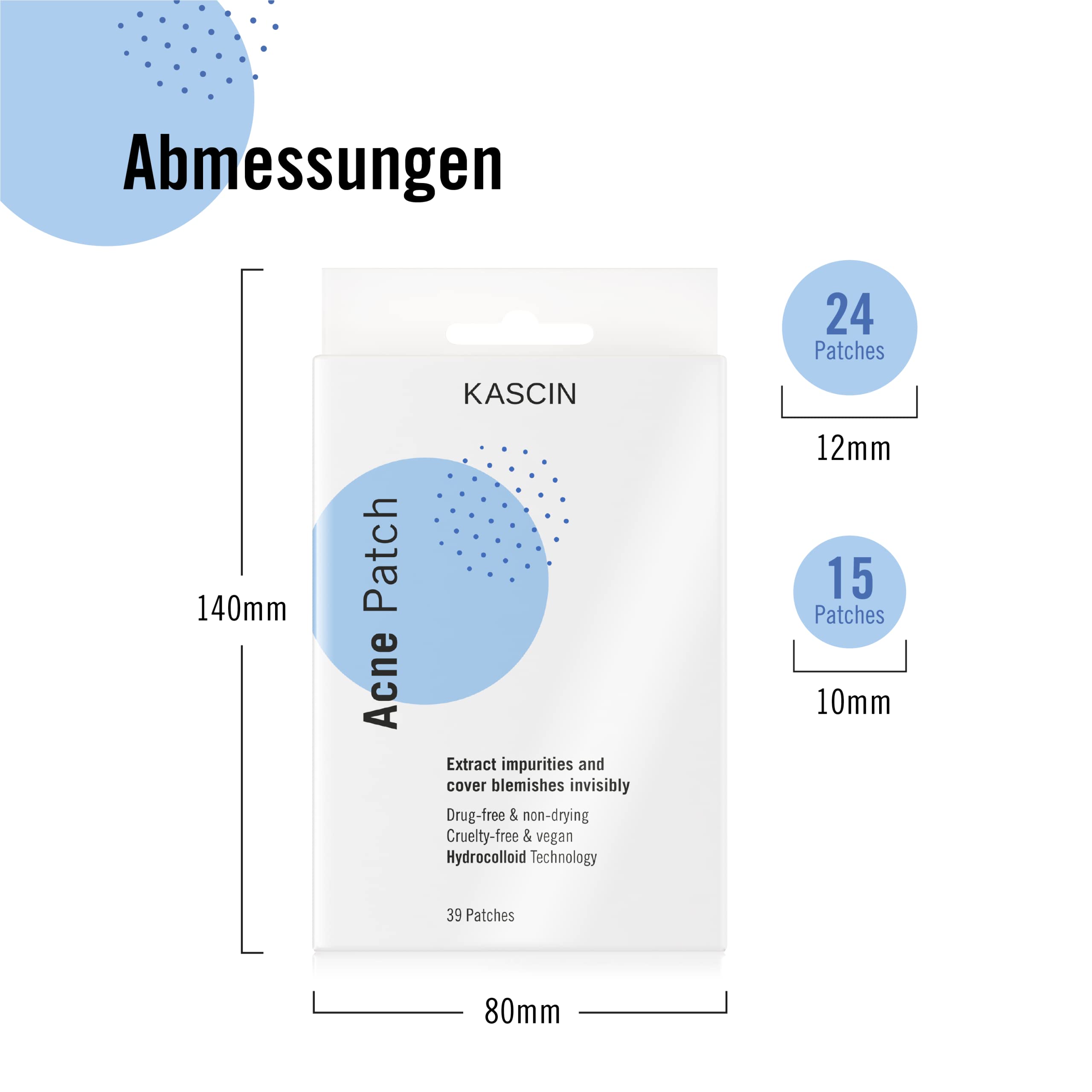 Premium Pickel Patch Hydrocolloid - 39 Antipickel Patches Für Akne Pickelpatches Unsichtbar - Zwei Größen 24 x 12 mm und 15 x 10 mm - Hydrokolloid Pflaster Gegen Pickelflecken Und Aknenarben