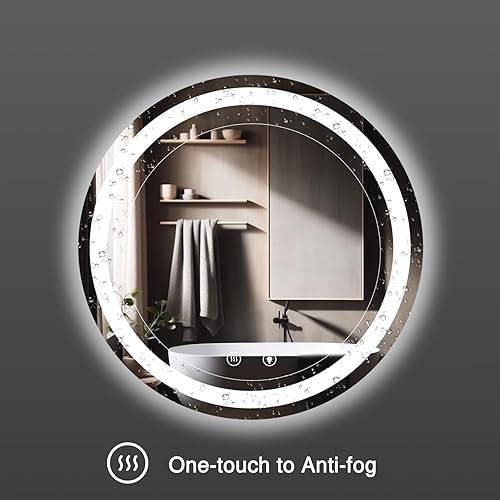 Miniatura 6 de Espejo de baño LED retroiluminado redondo de 28 pulgadas, espejo de baño con luces, espejo LED para baño, espejo circular de baño iluminado, espejo