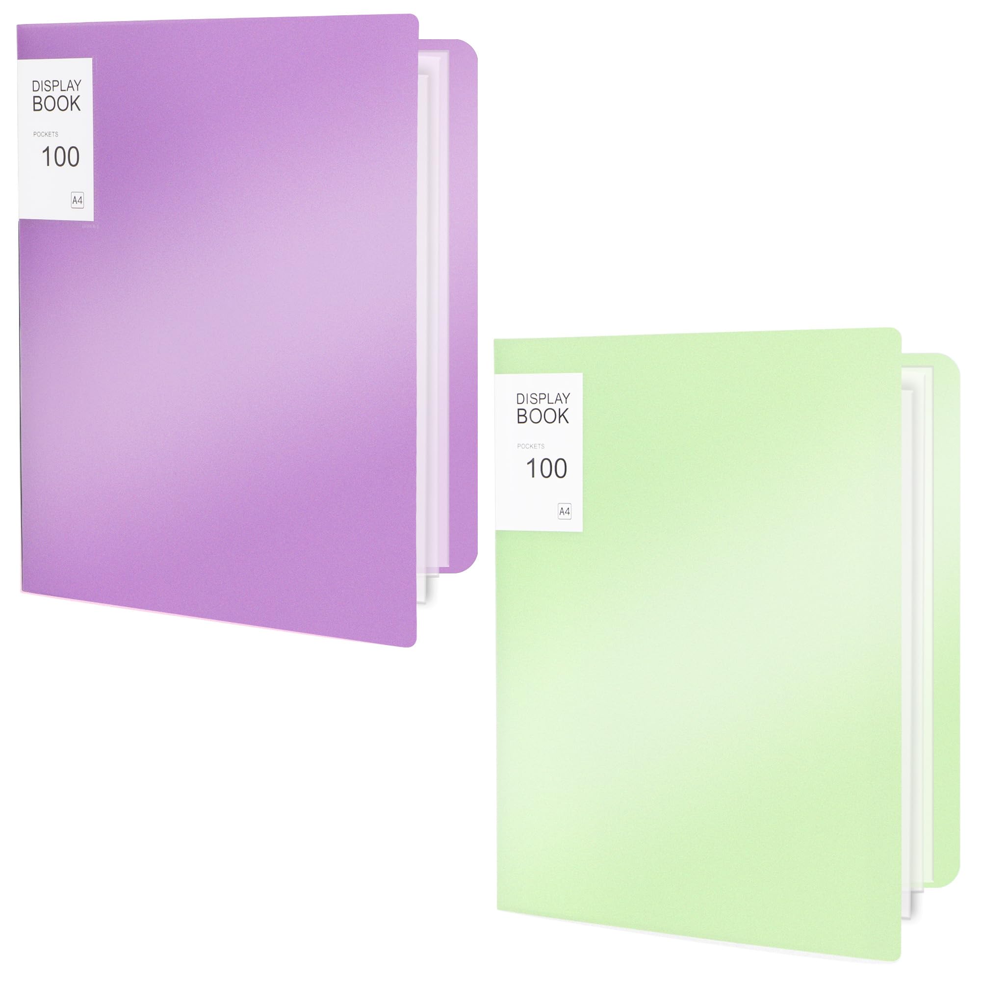 Portfolio Binder with Clear Plastic Sleeves, Displays 200 Pages,A4 Presentation Folder for Art, Documents, Certificates,Organizer for Office and Artwork Storage,2 Pack 9x12 (Black White, 100 Pocket)