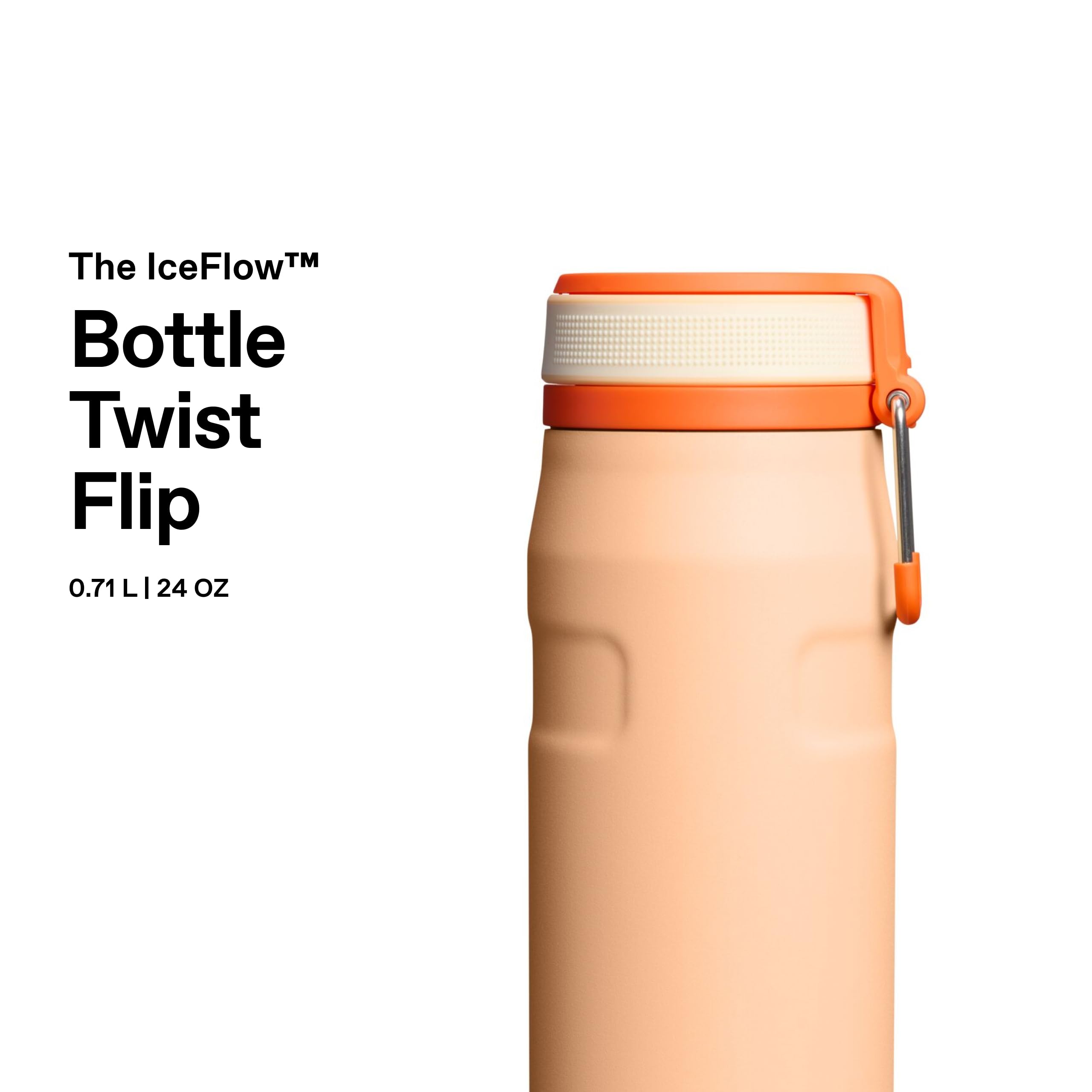 Stanley 1913 Flip Straw Trinkflasche 0.7L - Orange Sherbet | Kühlt 10 Std. - 3 Tage eisgekühlt - Auslaufsicher - BPA-frei - Spülmaschinenfest