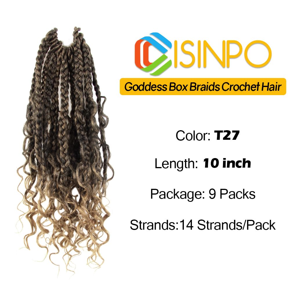 CISINPO 9-Piece Boho Crochet Box Braids Hair with Curly Ends