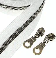 YIGUANXIN #5 Zíperes De Nylon Metálicos Latão Antigo Por Metro, 10 Metros Fita Branca A Granel Com 25 Puxadores Para Faça Você Mesmo, Costura, Alfaiataria, Artesanato E Bolsas