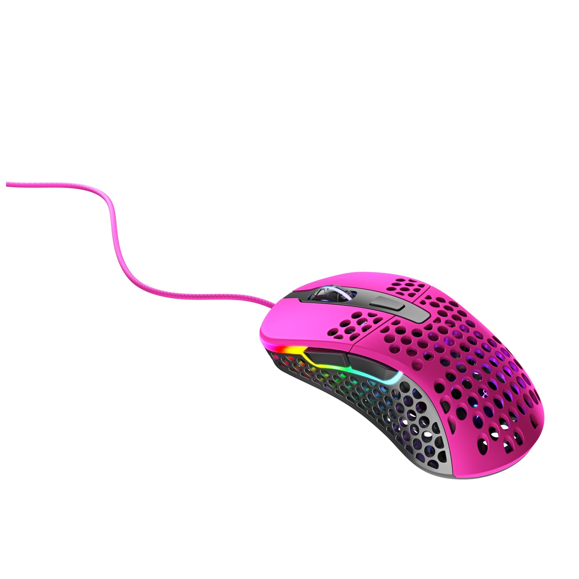 Xtrfy M4 RGB, Mouse da Gaming Cablato Ultra-Leggero, Design Ergonomico per Destrimani, Sensore Pixart 3389, Illuminazione RGB Regolabile, Edizione Rosa