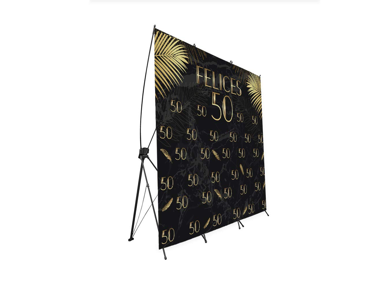 Photocall X-Banner erweiterbar, 100 % Happy 50, 250 x 200 cm, Geburtstagsgeschenke, preiswerte und originelle Fotocall, Geschenkideen, personalisierte Geburtstagsgeschenke