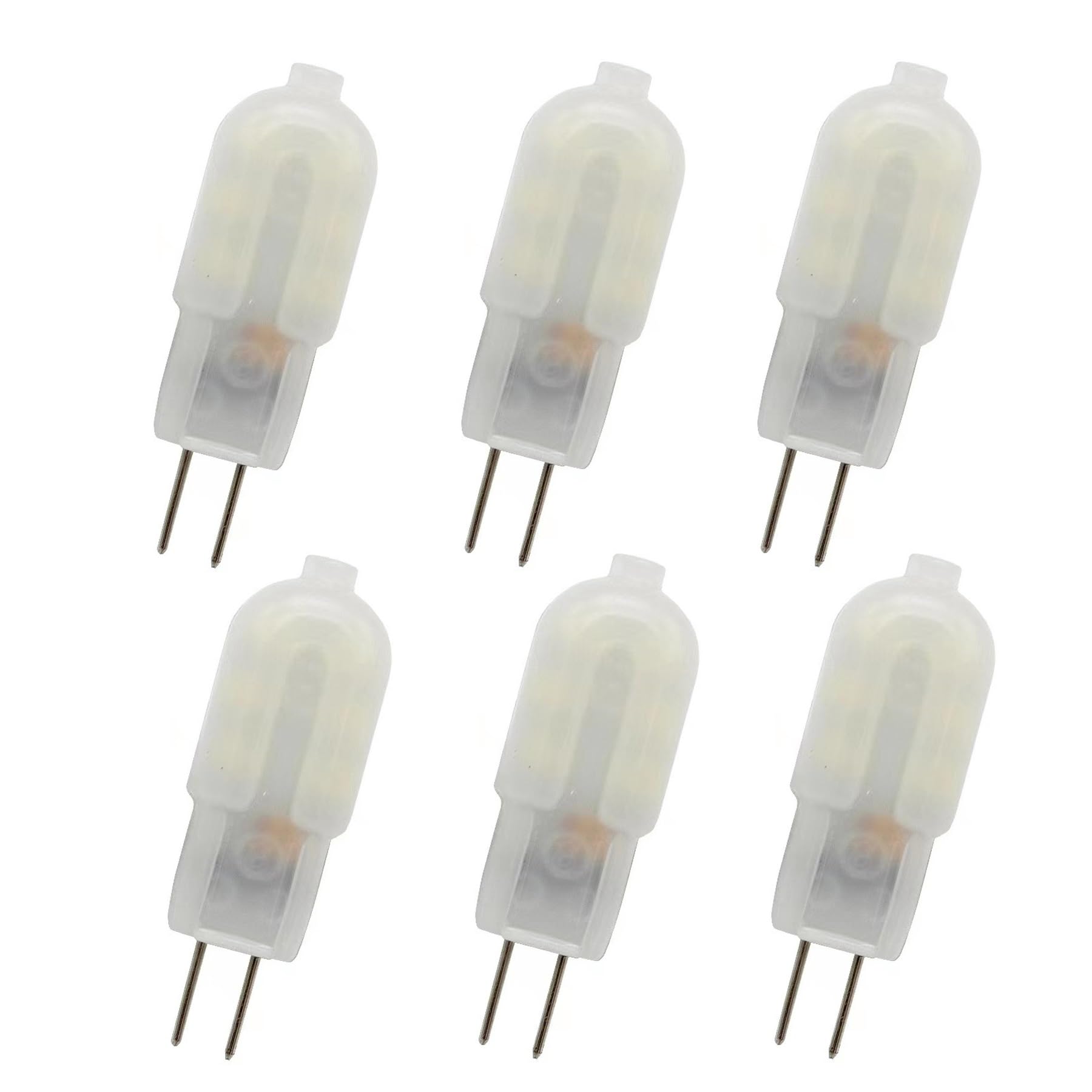 DLEDMOP LED Bulbs G4 LED Bulbs 220V 2W Equivalent 15W Halogen Lamp 200LM Warm White 3000K G4 Bulb Flicker-Free Non-Dimmable for Home Lighting,Bianco Caldo,White Shell - 6PCS