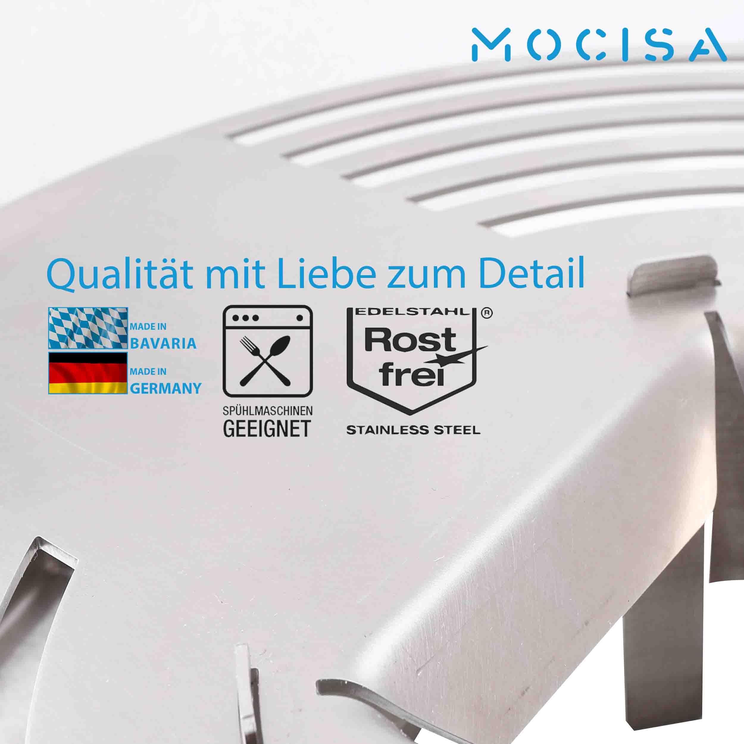 Racletteaufsatz für Feuerplatte mit Loch 20 Edelstahl Set mit 4 Pfännchen