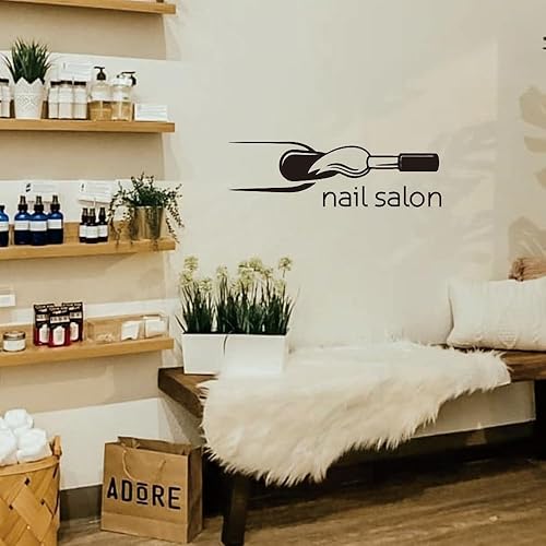 Calcomanías de pared de salón de uñas, collage de barra de manicura con citas, calcomanías de vinilo para barniz para tienda de arte de uñas, mejora
