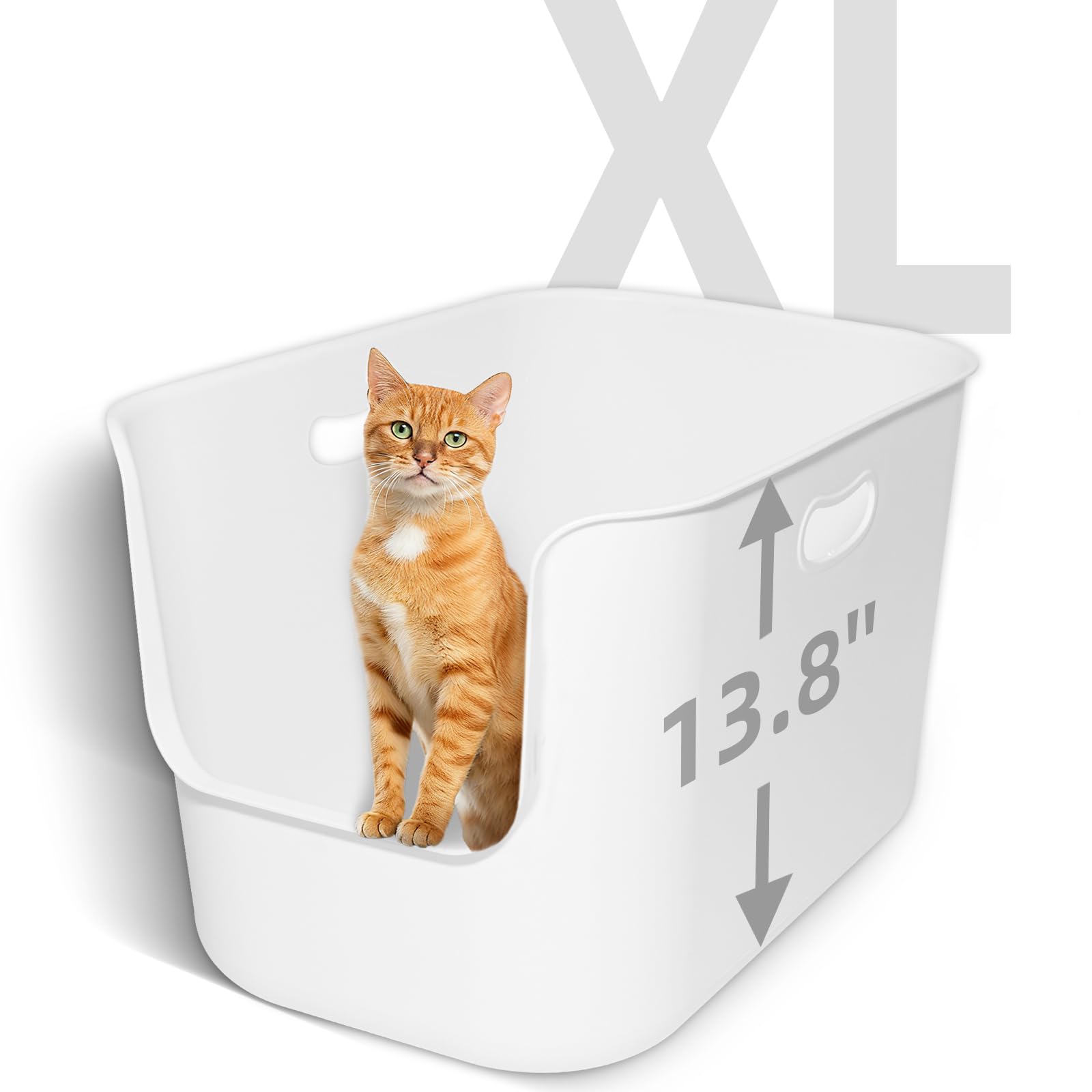 Extra Large High Sided Litter Box,22.6"×14.8"×13.8" XL Cat Litter Box for Indoor Cats,Jumbo Cat Box for Big Cats,Open Top Tall Litter Pan with High Wall,Easy to Clean,Anti-Splashing Design
