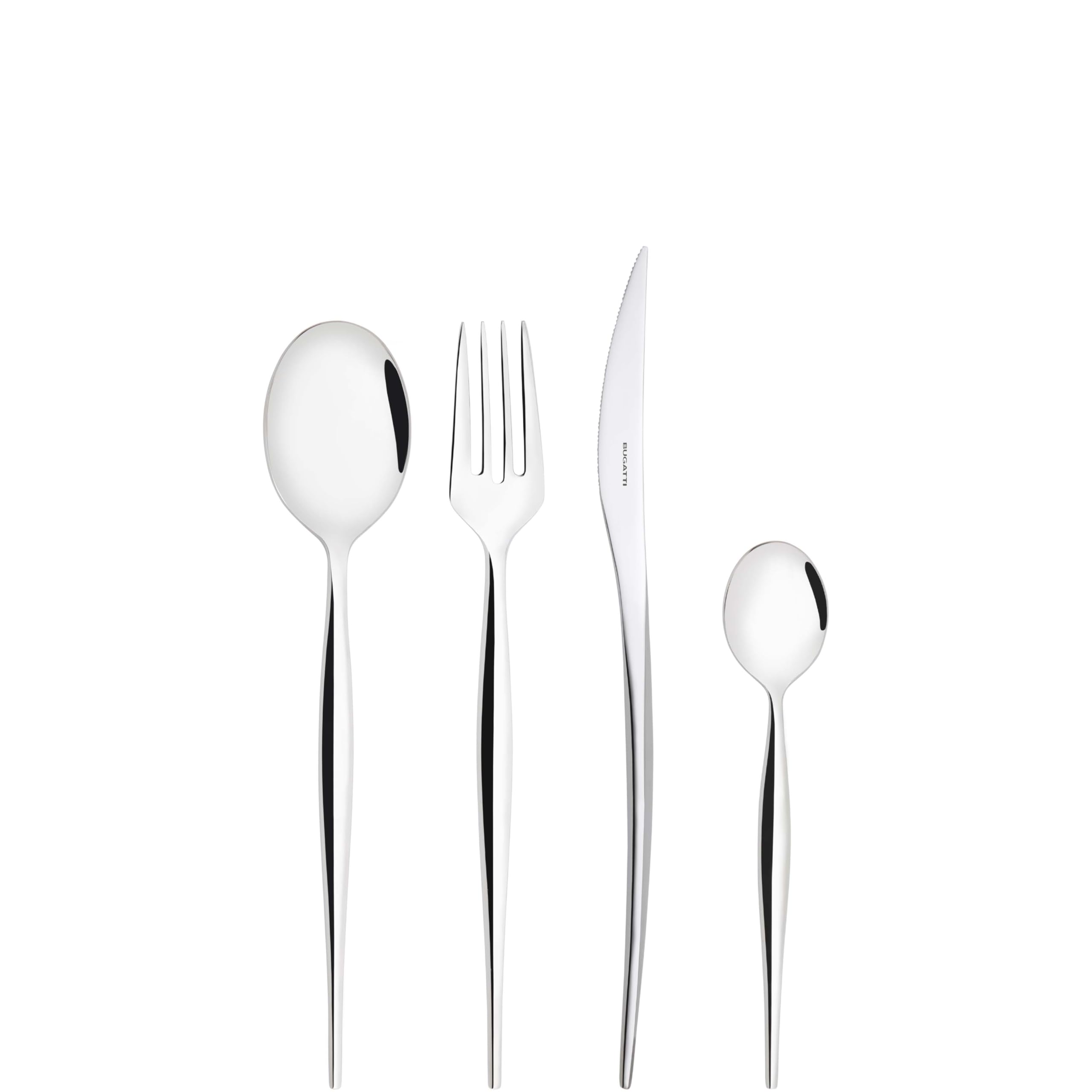BUGATTI, Natura, Juego de Cubiertos de 24 Piezas en Acero Inoxidable 18/10 con Estuche LUX, Servicio de Cubiertos para 6, Cucharas, Tenedores, Cuchillos y Cucharas de Café