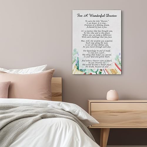 Miniatura 6 de Lienzo de regalo con texto en inglés "Thank You Doctor", arte de pared con texto en inglés "A Wonderful Doctor Poema", pinturas enmarcadas, obras de