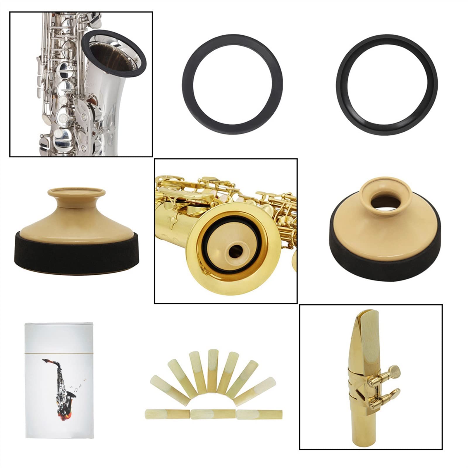 Accessori per sassofono Set Di Tre Pezzi Per Sassofono Contralto Sassofono Silenziatore Muto Anello Ancia Contralto