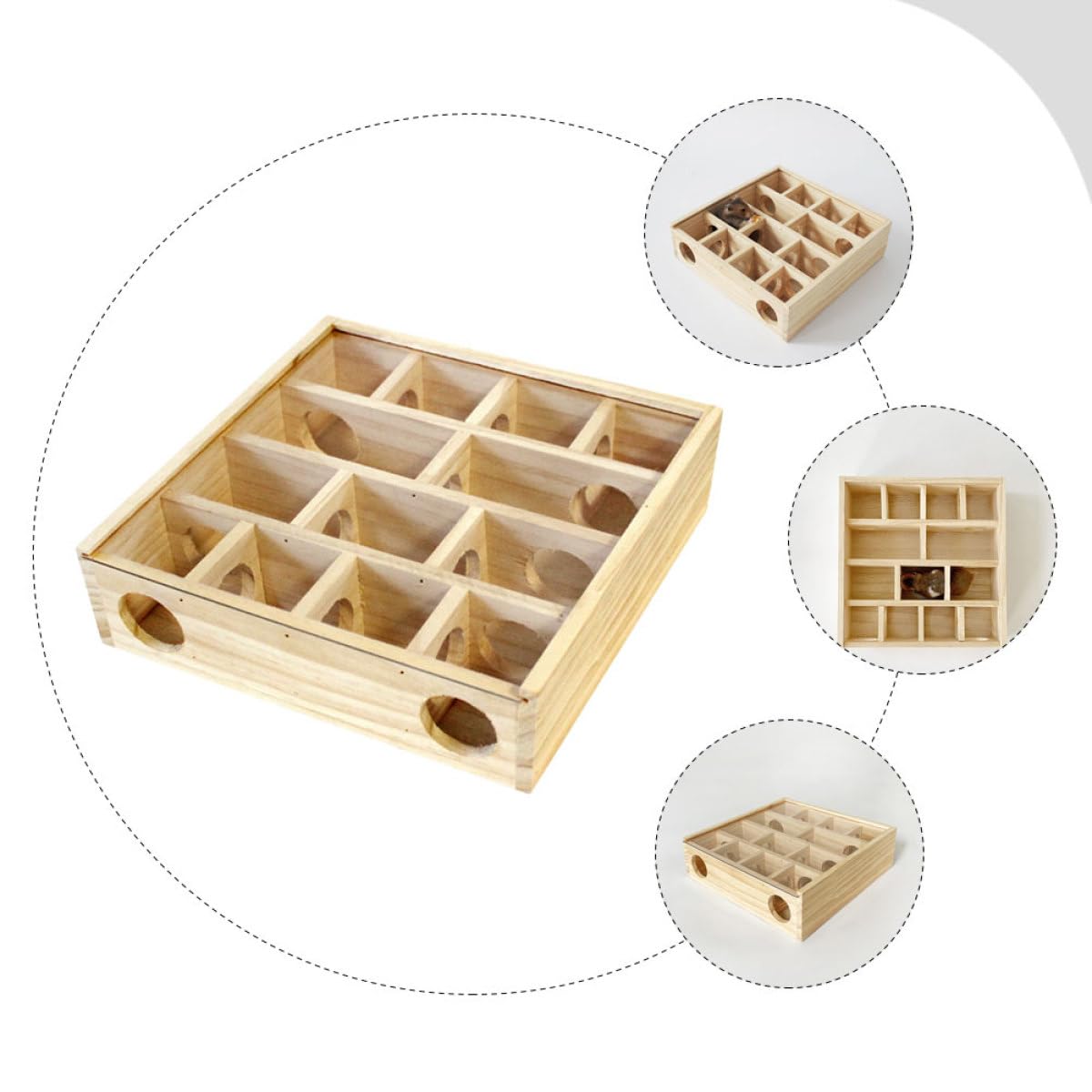 iplusmile Holz labyrinthspielzeug für Kleintiere Interessantes Mäuselabyrinth mit Hohem Rand Sicherer Käfigschutz Unterhaltungs Stressabbau Hamster Meerschweinchen Chinchillas