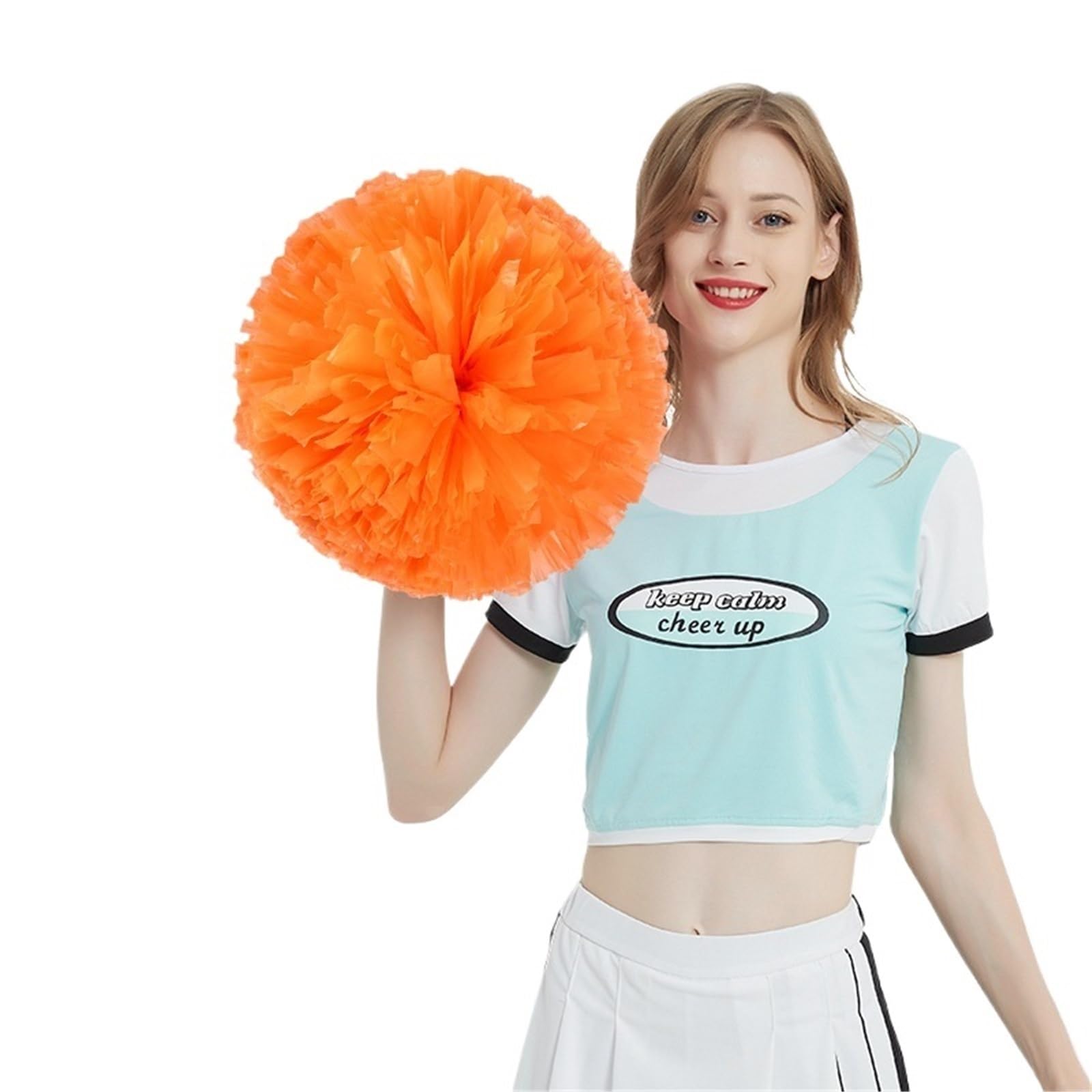 Pompom Cheerleading Team Hand Flower Sports Performance Dance Props Ball for Cheerleaders(Orange)