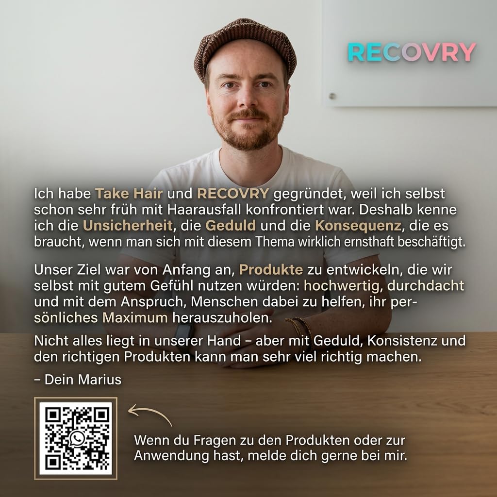 RECOVRY Haarwuchsmittel Männer mit Redensyl & Procapil - 100ml (2 Monate) Hair Loss Treatment gegen Haarausfall Mann, Geheimratsecken & DHT Blocker Haarausfall - kombinierbar mit Minoxidil