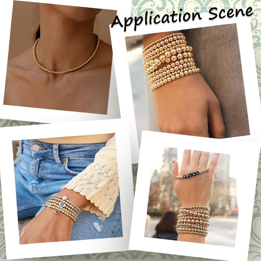 Perline D'Oro 4mm - 400 Pezzi, Ottone Placcato 18K, Per Bracciali E Collane Fai-Da-Te - Foto 8