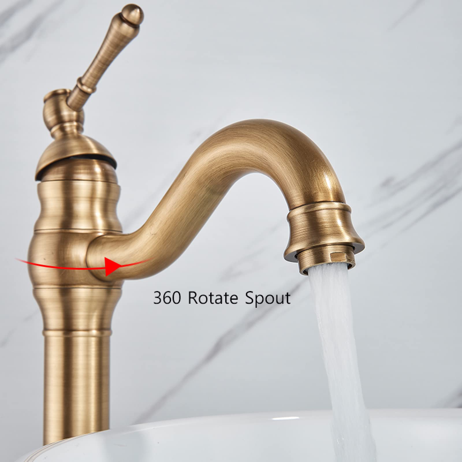 Rubinetto Lavabo Bagno Vintage - Miscelatore Mono In Ottone Con Design Floreale - Foto 5