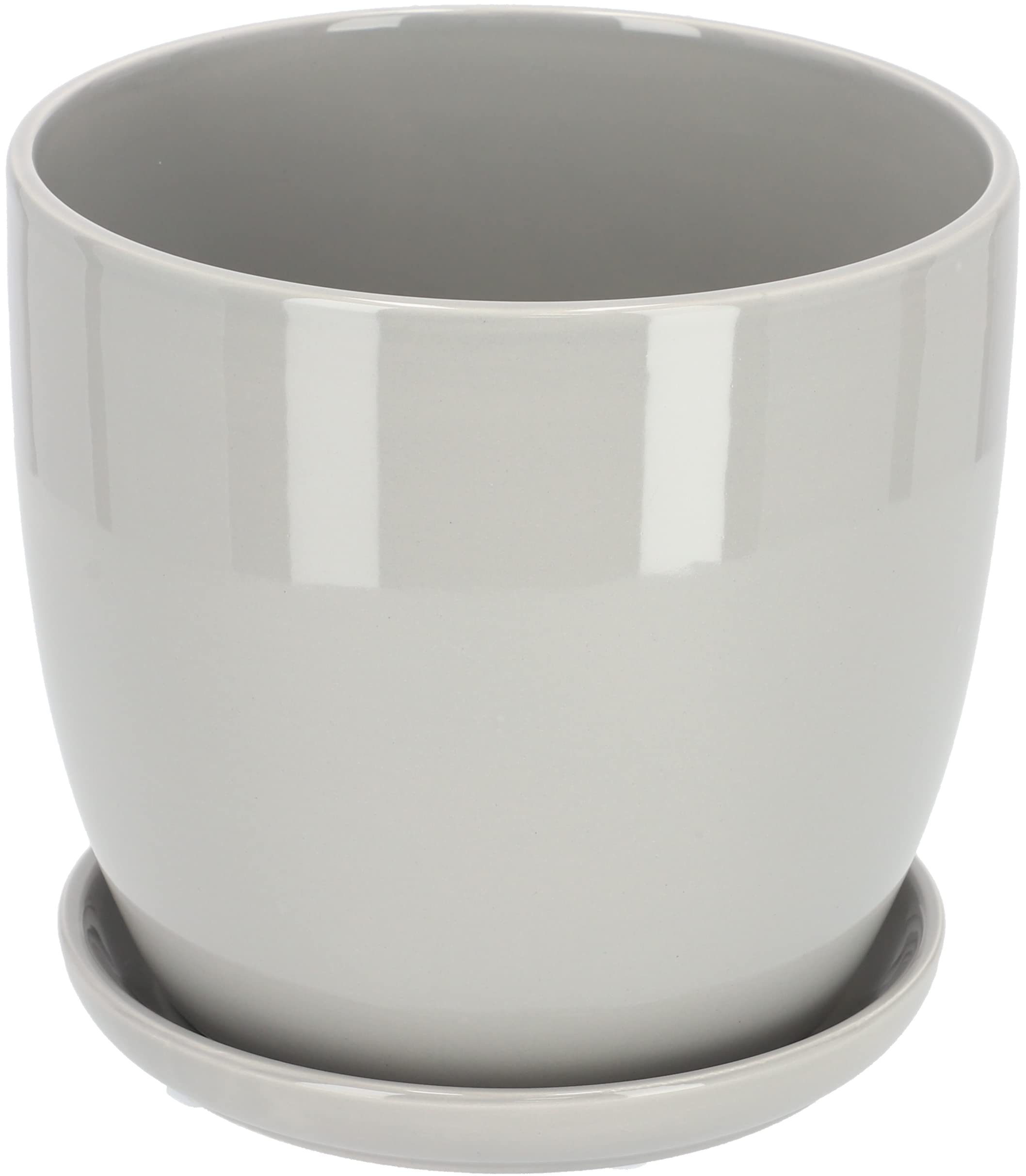 Kotarbau Grey Kotarbau® Set Of 2 Ceramic Flower Pot Planters For Flowers, 13 Cm Diameter With Drip Tray,
