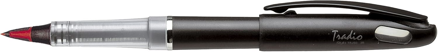 Pentel 12pcs TRJ50 Tradio Stylo Fountain Pen (Box Set) - Black Barrel/Red Ink