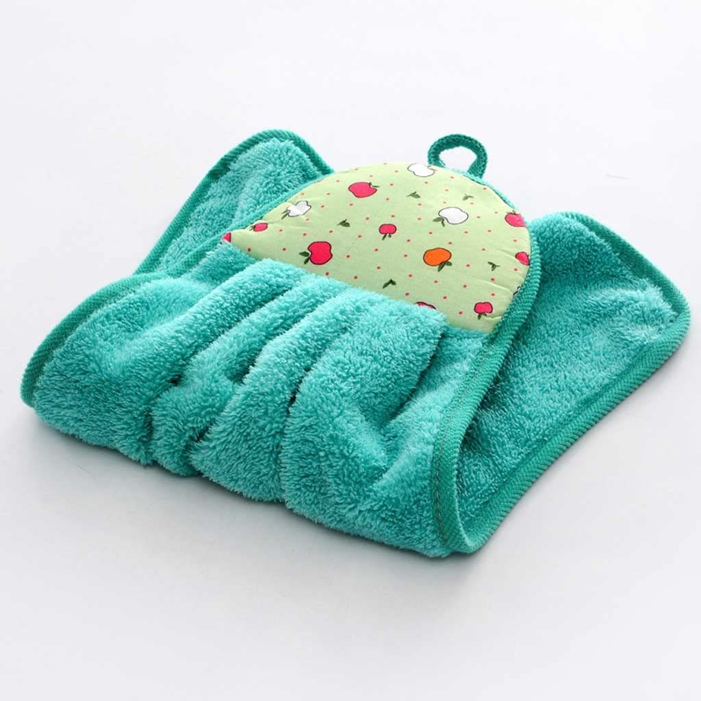 RajoNN N/A Suministros de baño de Lana de Coral Toalla de Mano Suave Paño Absorbente Trapo Paño para Colgar Suministros de Limpieza Accesorios de Cocina (Color: Verde, Tamaño: 28 * 38 cm)