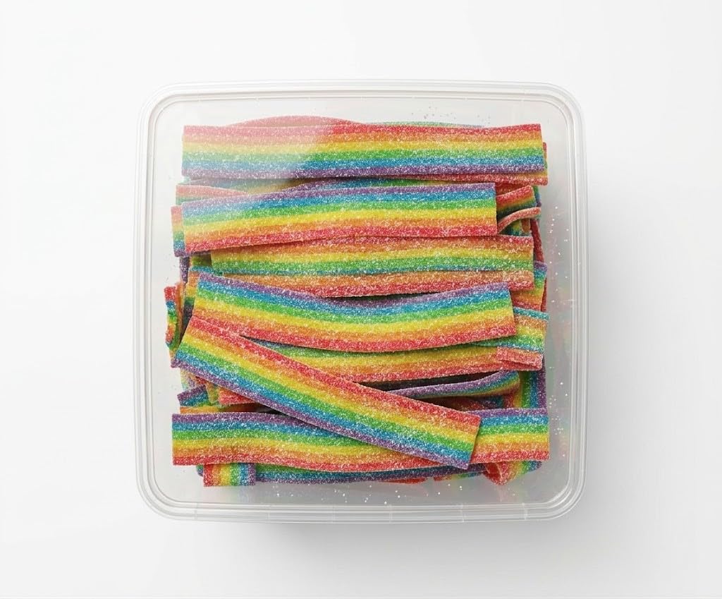 Regaliz Lenguas Damel – 210 Unidades | Dulces y Ácidas – Explosión de Sabor Arcoíris, Fresa, Cola, Frambuesa y Manzana | Ideal para Compartir, Decoración y Manualidades (Arcoiris)