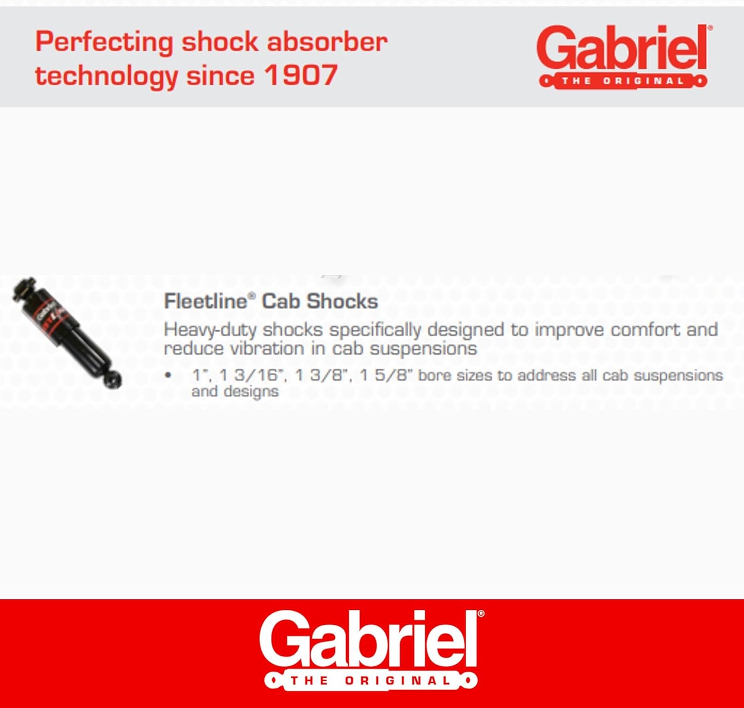 Gabriel 83042 Fleetline Heavy Duty Cab Shock Absorbers Fits Kenworth; Peterbilt 348 365 367 384 386 388 388 389 Conventional Day Cab OEM# R716005, 654812, 2016755 (1 Pack)