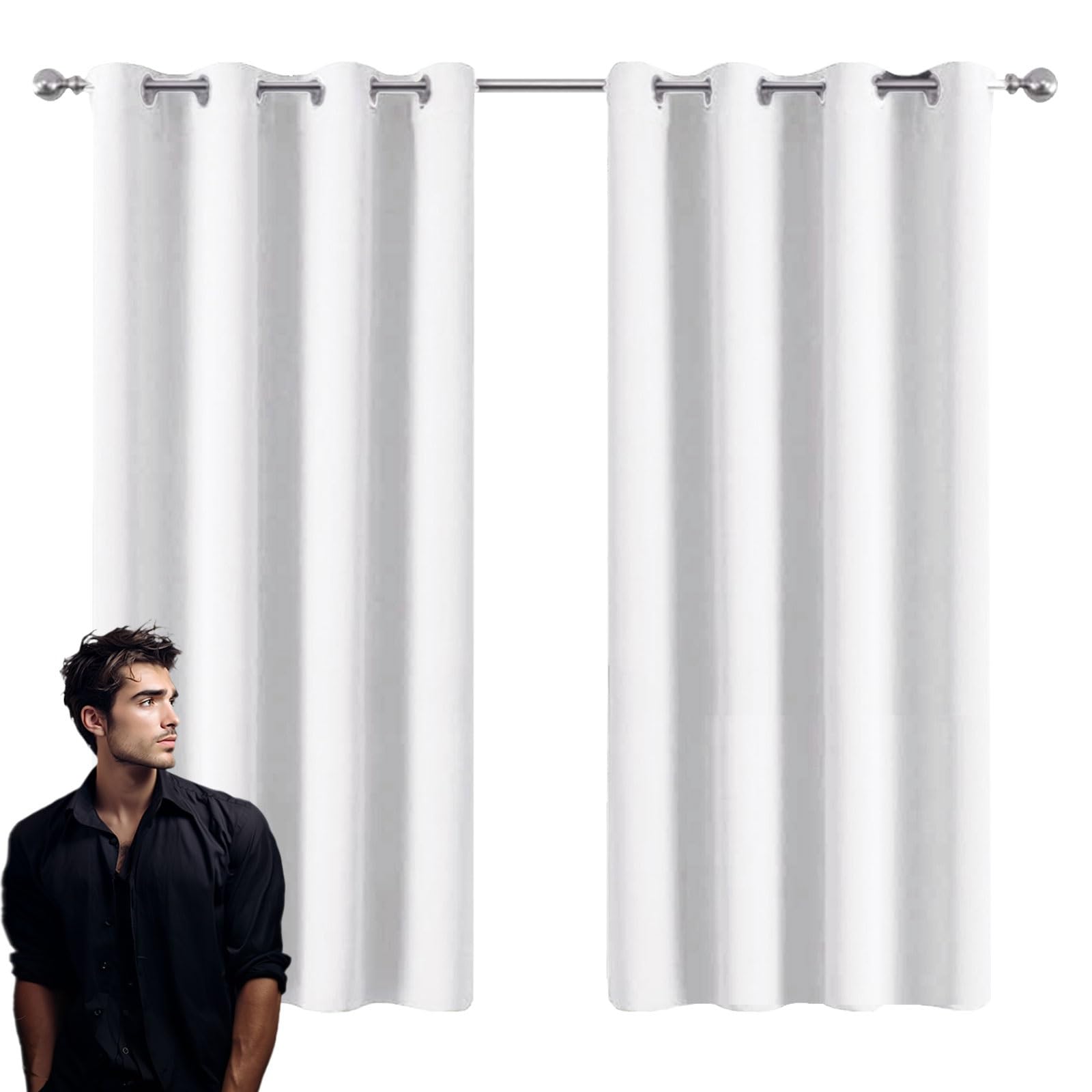 Rideaux occultants blancs de fenêtre au tissage dense anti-UV et froid