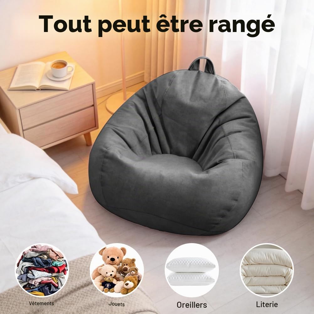 DASIAUTOEM Pouf XL (sans remplissage), Poufs forme goutte uniquement housse, Grand pouf de jeu XL Bean Bag Chair, Pouf sans remplissage pour salon chambre des enfants canapé extérieur déco, 100x120 cm