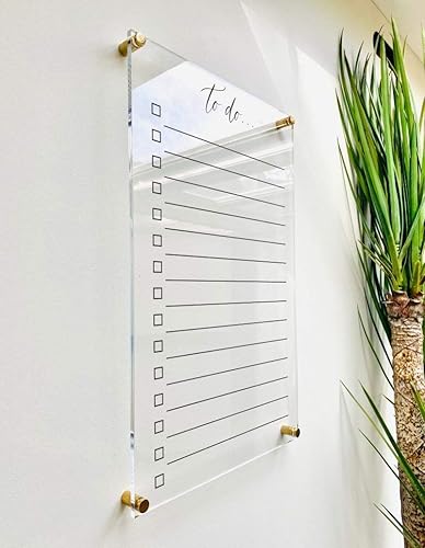 Large Clear Acrylic To Do List for wall | Dry-Erase Message White Board Calendar Wall Mounted Office Home Family Organization Tools Must Haves