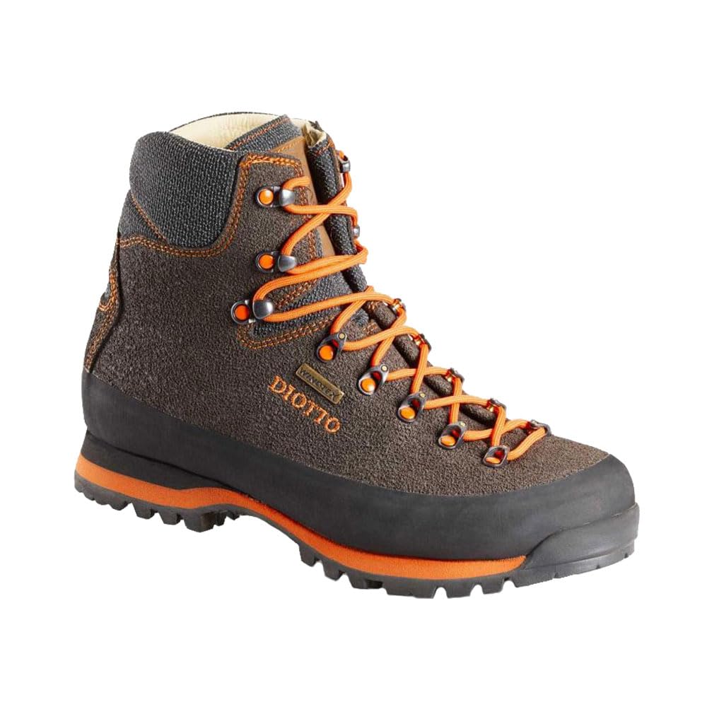 DIOTTO Botas de caza y trekking BECCACCIA PRO, de piel natural hidrofugada, con acabados y cordones naranjas de alta visibilidad