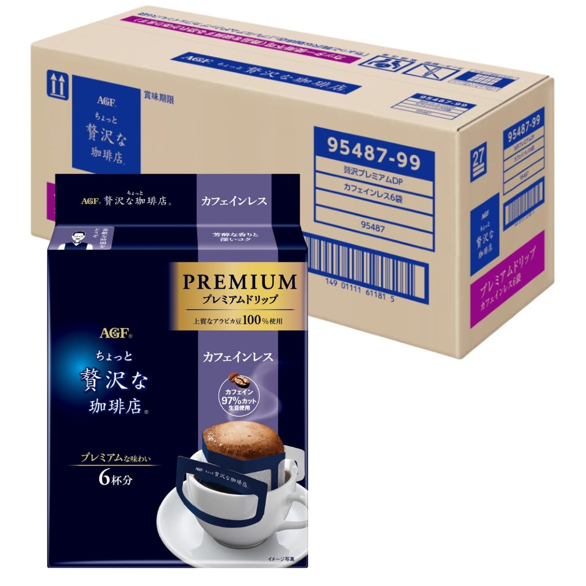AGF ちょっと贅沢な珈琲店 プレミアムドリップ カフェインレス 6袋×6箱 【…