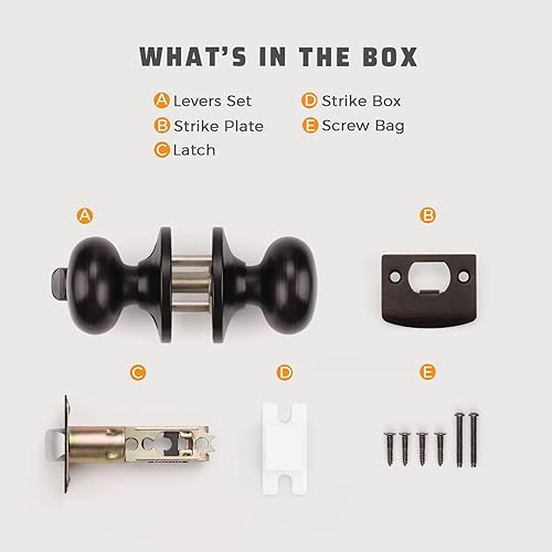 Miniatura 7 de KNOBWELL - Pomo de acero macizo con diseño de bola antigua y cerrojo de seguridad interior para puerta de bodega, dormitorio y baño, 5766