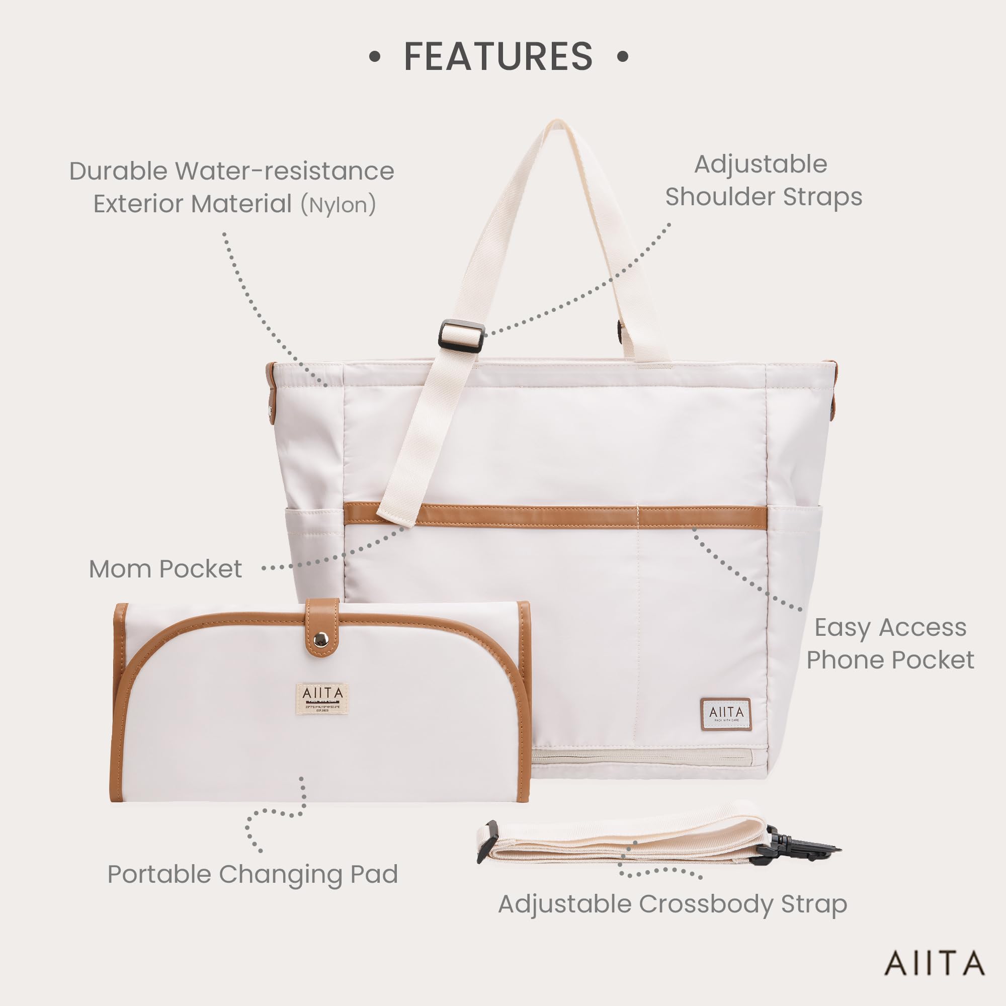 Bolsa de pañales con cambiador, elegante bolsa de pañales para mamá y papá, mochila de viaje convertible, bolsa de pañales de maternidad, bolsillos antirrobo, artículos esenciales para recién