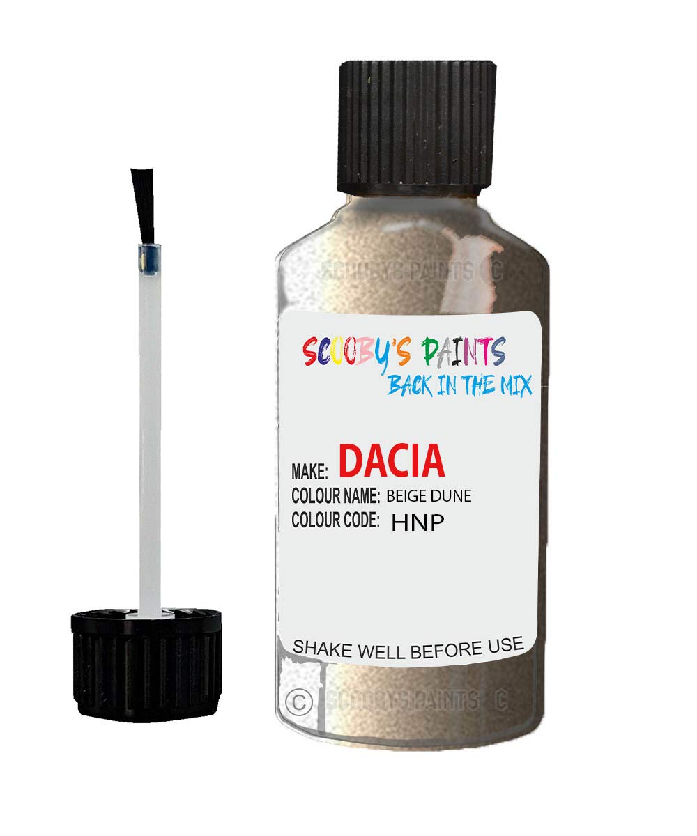 SCOOBYS PAINTS BACK IN THE MIX Compatible with Dacia Car Touch Up Paint Colours (Beige Dune (Beige/Gold) Compatible with Dacia Hnp)