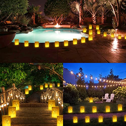 Comfecto 20 Pcs White Heart Luminary Bags Outdoor, Reusable Flame Resistant Paper Special Lantern Bag With Cotton Material For Wedding Valentine Engagement Marriage Proposal Decorations #TOP4
