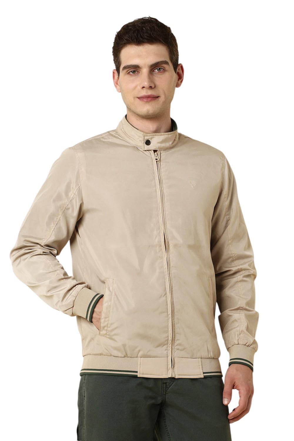 Men's Polyester Casual Jacket | Regular Fit High Neck | Standard Length