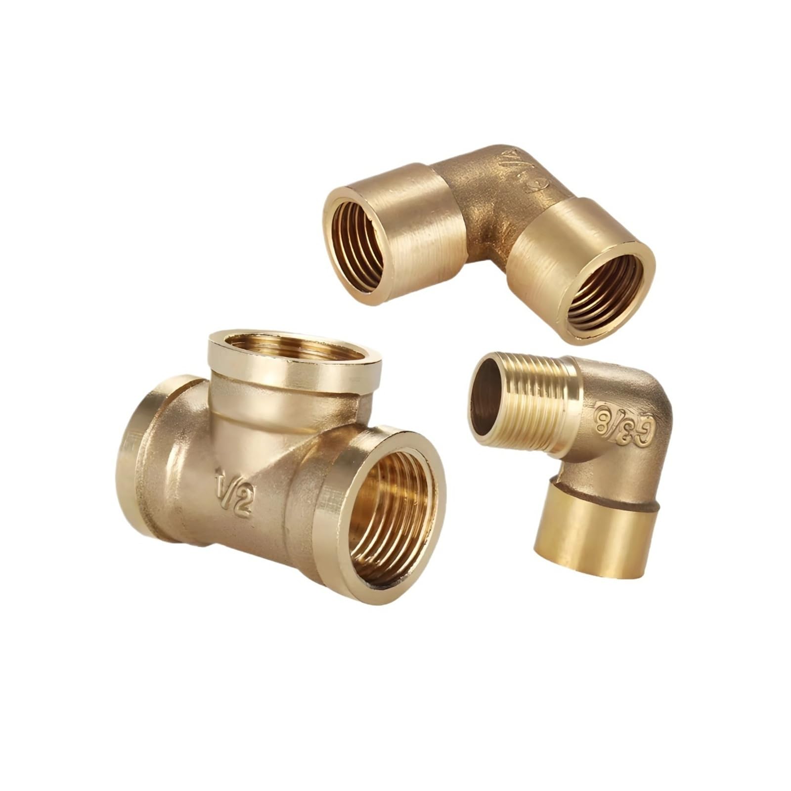 Tubo de latón para fontanería neumática, rosca macho/hembra, adaptador de cobre de 0.12 pulgadas, 1 pieza (codo macho hembra L)