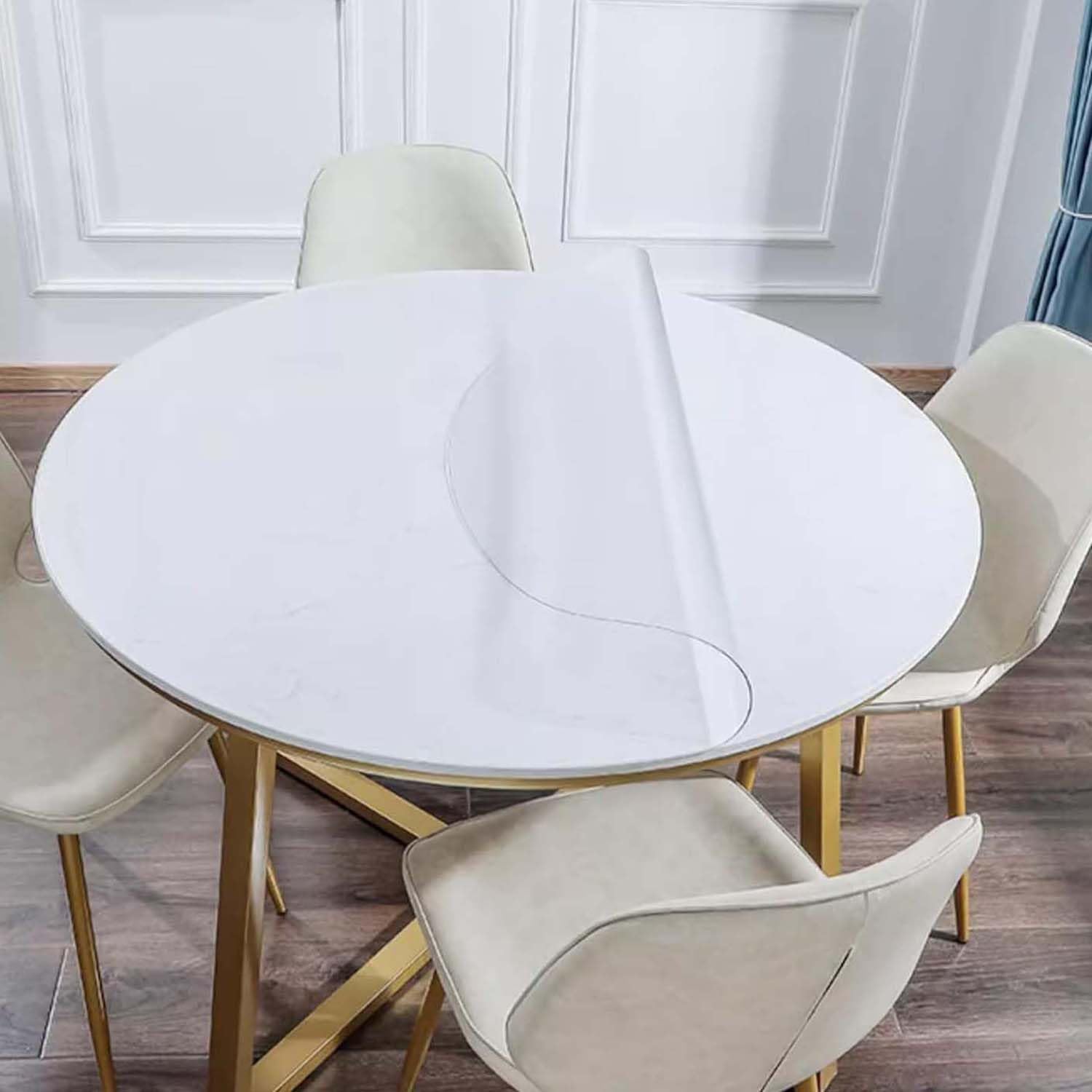 Ffsaacol 2Mm Clear Heavy Duty Pvc Table Pad, Thick Transparent Plastic Desk Cover, Pvc Waterproof Table Cloth, Heat Resistant, Easy Clean, For Office, Dresser 125Cm/49In