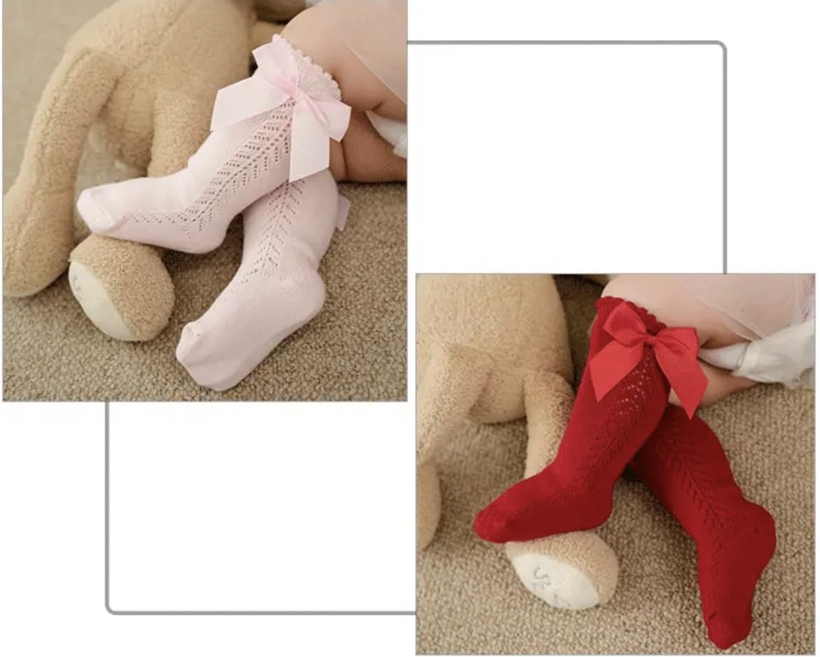 heartbury Cute and Colorful Knee High Socks With Bow Princess Socks For Baby Girls (Pack of 5Pairs) 3