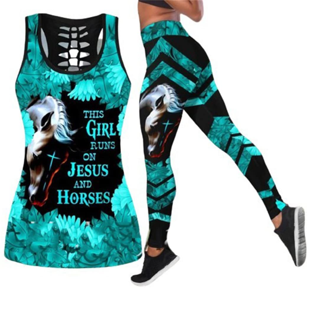 Love Horse Leaves 3D Printed Hollow Tanktop Frauen Sexy Weste Mädchen Kawaii Tank Tops Kleidung, Tanktops und Leggings, Large