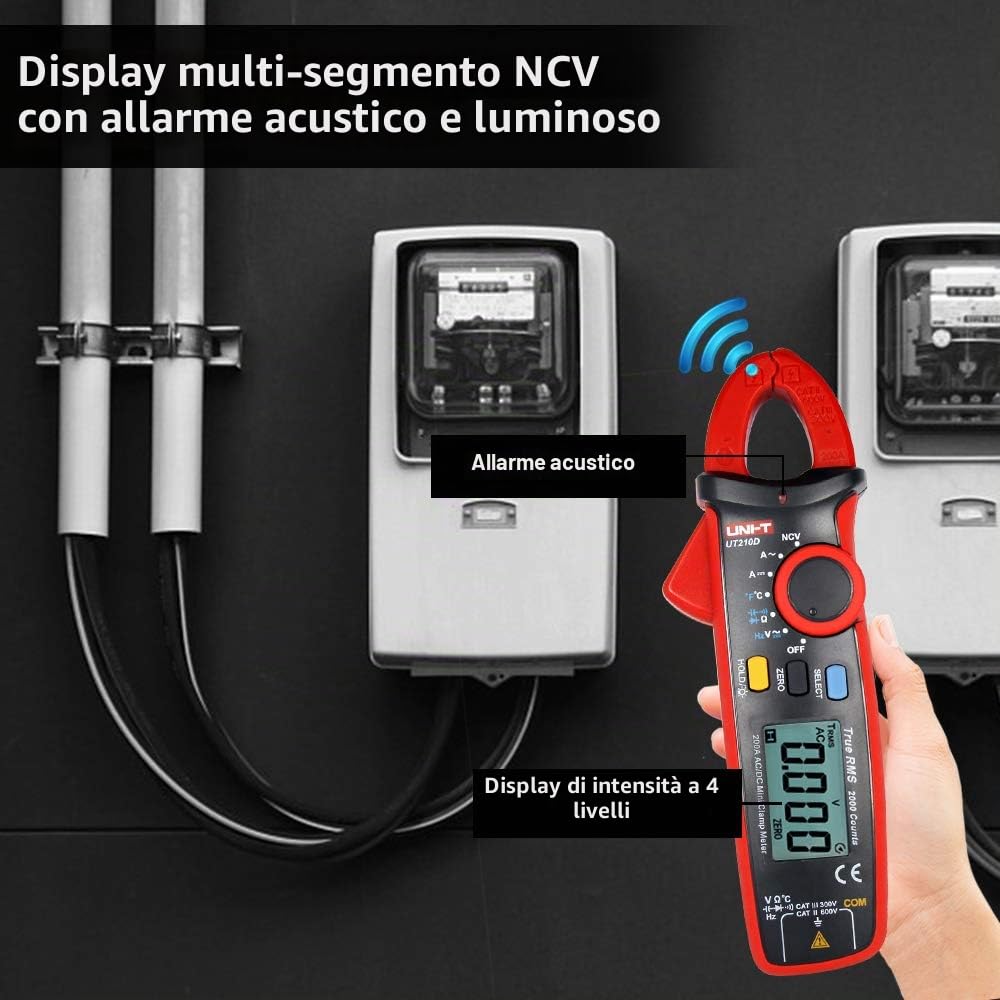 UNI-T Mini UT210D Alta Precisione AC/DC Corrente Tensione Resistenza Capacità Clamp Meter Multimetro Misurazione della Temperatura Gamma Automatica