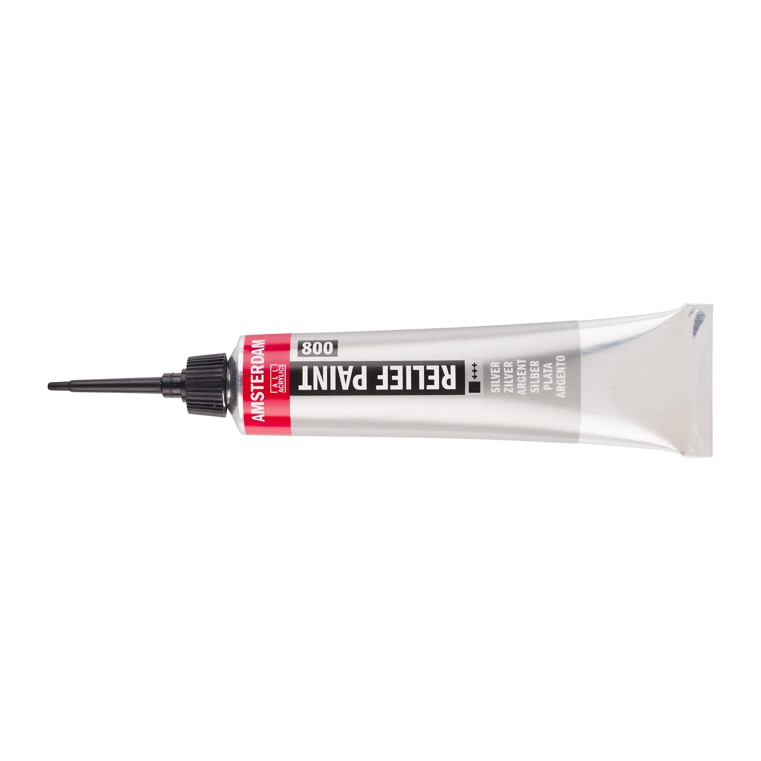 Amsterdam Silver Relief Paint - 800-20 Ml Tube - Opaque & Lightfast - 3D Effect & Odorless - Water-Based & Permanent - For Various Surfaces