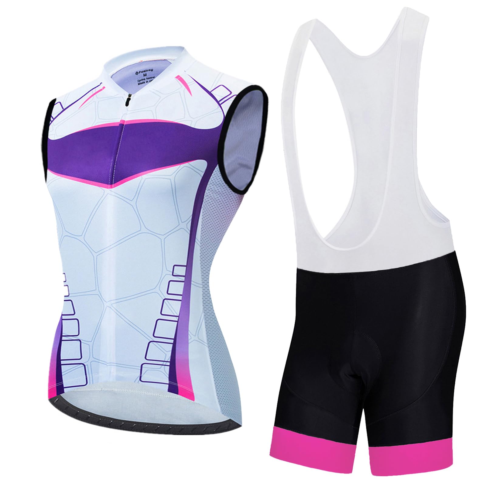 Completo Ciclismo Donna Estivo Abbigliamento Bici MTB Tuta Ciclista Senza Maniche, Maglietta Bicicletta Gilet e Salopette Pantaloncini con 9D Gel Imbottiti,Maglia Ciclo Sleeveless Asciugatura Rapida