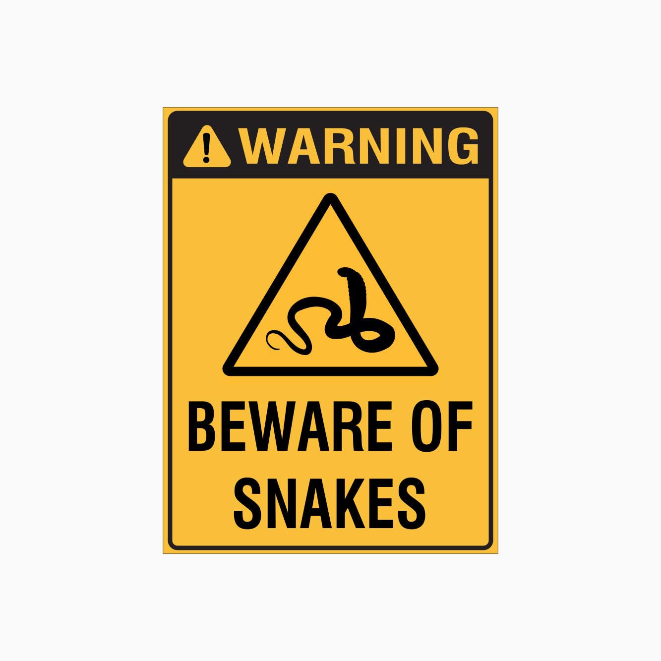 WARNING BEWARE OF SNAKES Sign, 12x8 Metal Tin Sign, Be careful of snakes nearby.