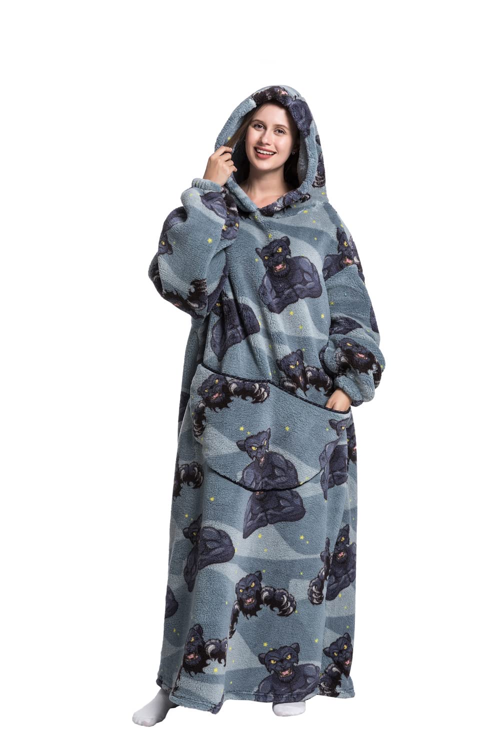 Lengthen Hoodie Blanket,Oversized Ultra Soft Warm Wearable Hooded Blanket Sweatshirt,One Size Fits All Adults Men Women
