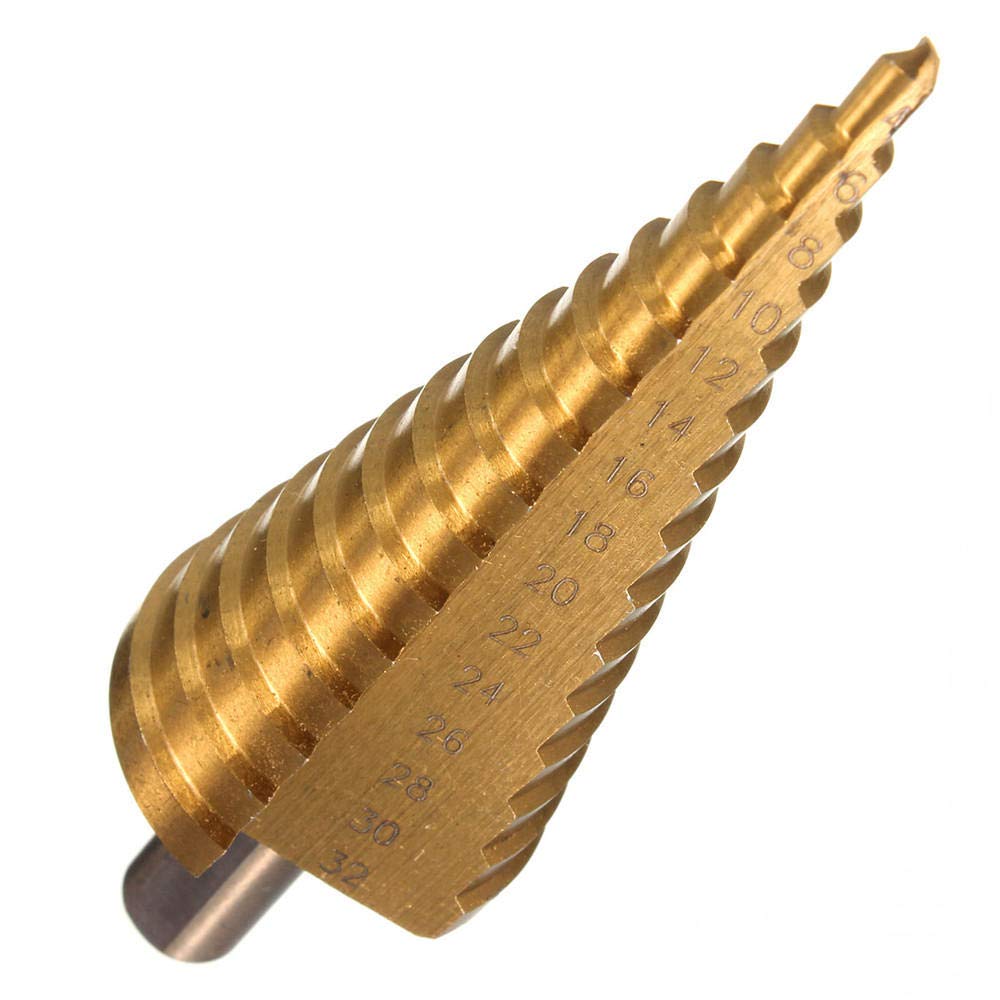 Broca escalonada ranurada en espiral, Broca escalonada Pagoda con vástago triangular HSS de 4 12/4 20/4 32(32mm)